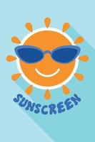 Sunscreen logo, flat style vector