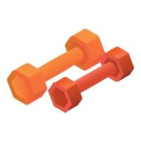 Colorful fitness dumbbell icon, isometric style vector