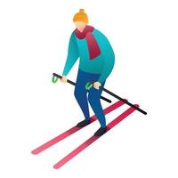 Man skiing icon, isometric style vector