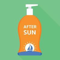 After sun bottle cream icon, flat style vector