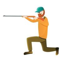 Hunter ready for shooting icon, cartoon style vector