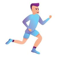 Man triathlon running icon, cartoon style vector