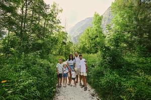 Family with four kids in Triglav National Park, Slovenia. photo