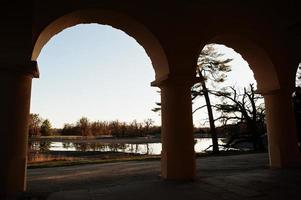 Arch from Minaret at Lednice on sunny autumn day in South Moravia, Czech Republic, Europe. photo