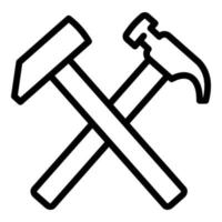 Crossed hammer icon, outline style vector