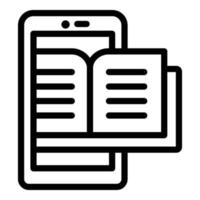 Read smartphone book icon, outline style vector