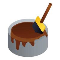 Brown paint bucket icon, isometric style vector