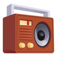 Retro old radio icon, cartoon style vector