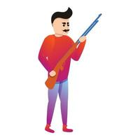 Man ready for shooting icon, cartoon style vector