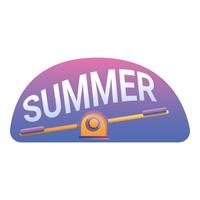 Summer kid seesaw bar logo, cartoon style vector