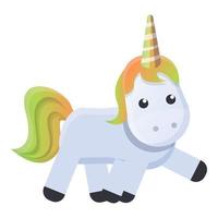 Walking unicorn icon, cartoon style vector