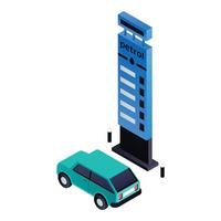 Car petrol station board icon, isometric style vector