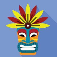 Tiki idol statue icon, flat style vector