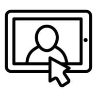 Click on the tablet icon, outline style vector