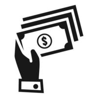 icono de mano de dinero en efectivo, estilo simple vector