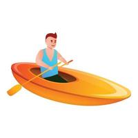 Man canoeing icon, cartoon style vector