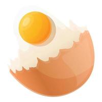 Cracked chicken egg icon, cartoon style vector