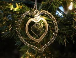 Clear glass heart Christmas tree ornament photo