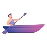 icono de actividad de kayak de hombre, estilo de dibujos animados vector