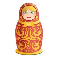 Toy nesting doll icon, cartoon style vector