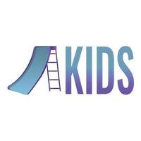 Kids slide logo, cartoon style vector