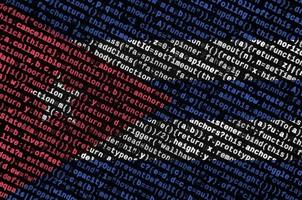 Cuba flag  is depicted on the screen with the program code. The concept of modern technology and site development photo