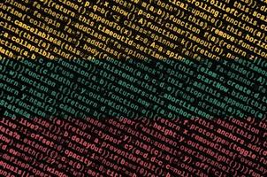 Lithuania flag  is depicted on the screen with the program code. The concept of modern technology and site development photo