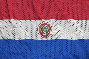 Paraguay flag printed on a polyester nylon sportswear mesh fabri photo