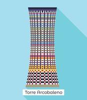 milan torre arcobaleno icono, estilo plano vector