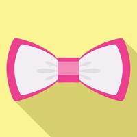 Pink white bow tie icon, flat style vector