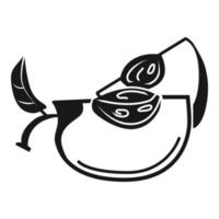 Piece of peach icon, simple style vector