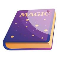 Magic book icon, cartoon style vector