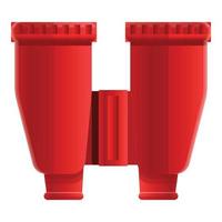 Red binoculars icon, cartoon style vector