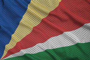 Seychelles flag printed on a polyester nylon sportswear mesh fab photo