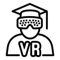 Learning with VR icon, outline style vector