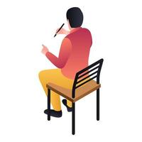 Man at chair icon, isometric style vector