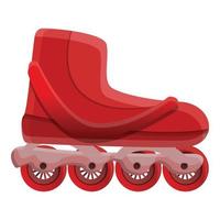 icono rojo de patines en línea, estilo de dibujos animados vector