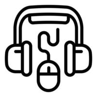 Headphones and computer mouse icon, outline style vector