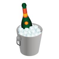 Champagne bottle ice box icon, isometric style vector