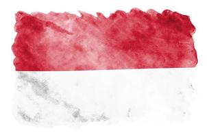 Monaco flag  is depicted in liquid watercolor style isolated on white background photo