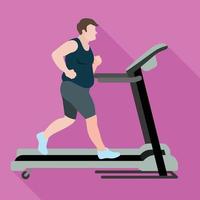 Man lose weight treadmill icon, flat style vector