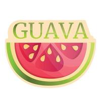 Slice guava logo, cartoon style vector