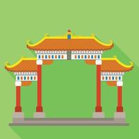 Japan gates temple icon, flat style vector