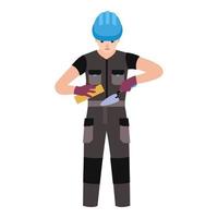 Builder man icon, flat style vector