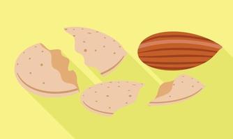 Cracked almond icon, flat style vector