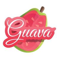 la mitad del logo de guayaba, estilo de dibujos animados vector