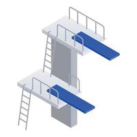 Diving board tower icon, isometric style vector