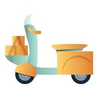 Delivery motor bike icon, cartoon style vector