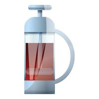 Tea glass press icon, cartoon style vector