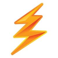 Powerful lightning bolt icon, cartoon style vector